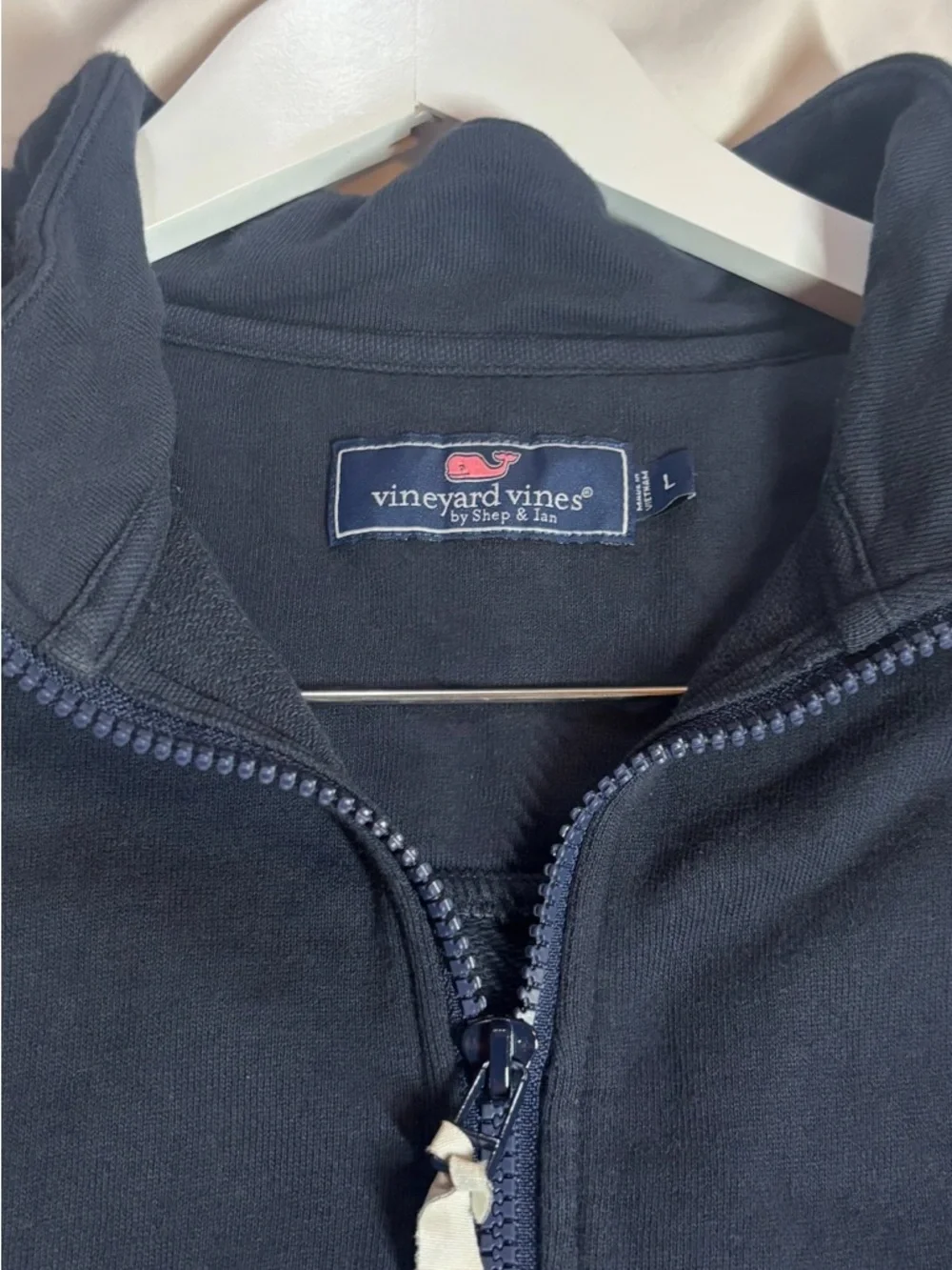 Vineyard Vines Collegiate Navy Quarter-Zip Sweatshirt with Teal Bison (NDSU) - Picture 5 of 5